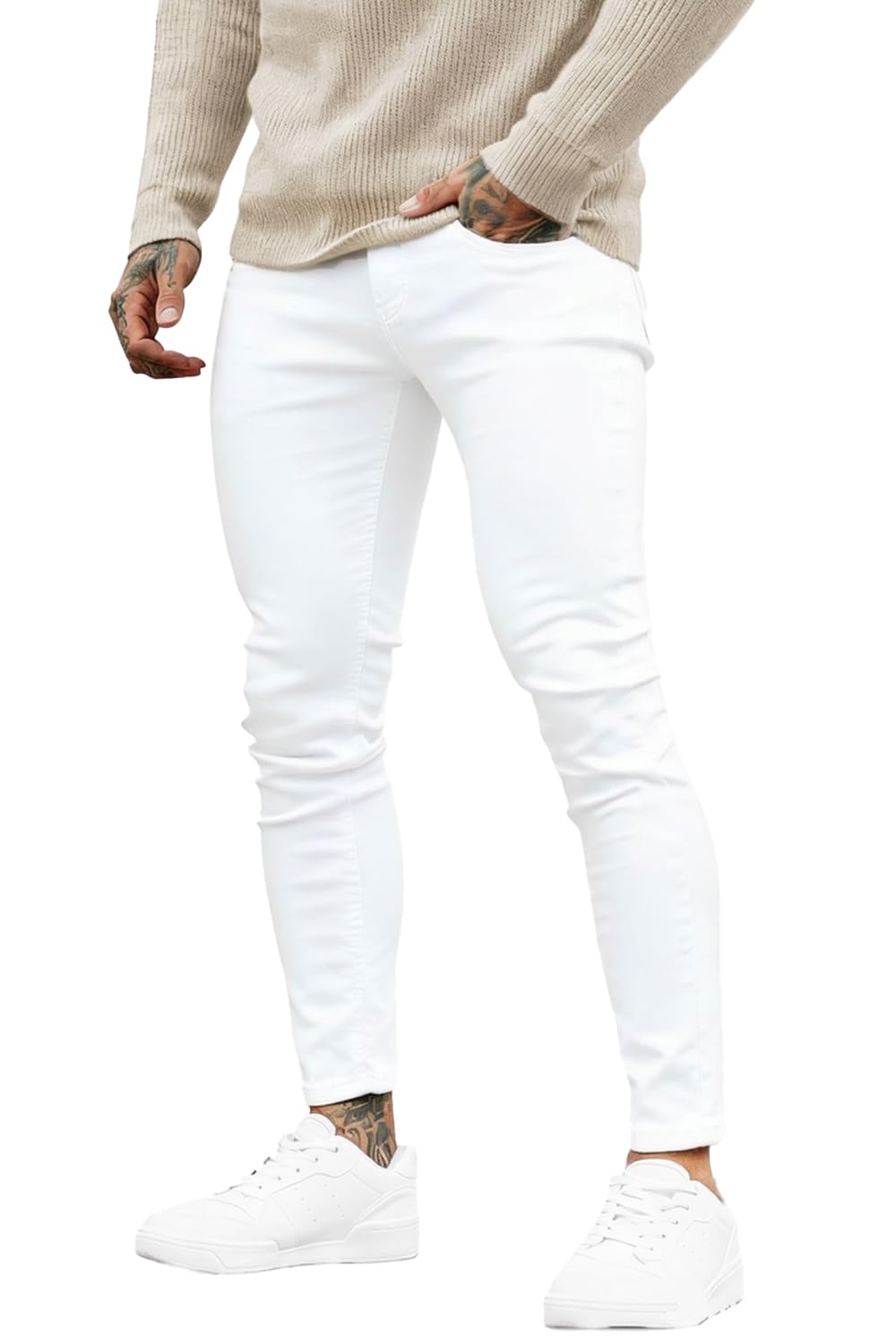 GINGTTO Skinny Jeans Men Slim Fit Stretch Tapered Leg