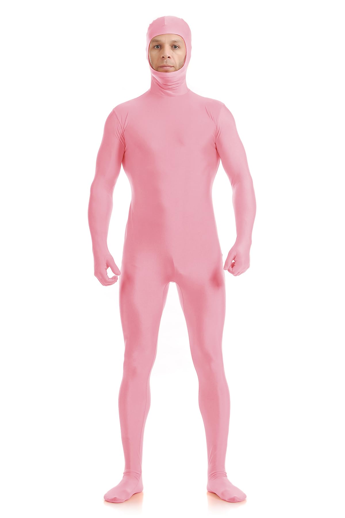 ATHX Men's and Women's Spandex Open Face Bodysuit Costume Adult Stretchy Halloween Cosplay Body Suit Zentai Suit Outfits