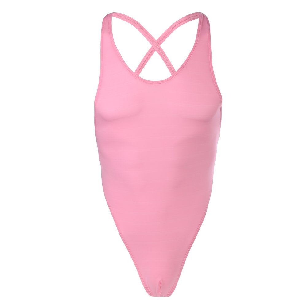 IWEMEK Men's One-piece High Cut G String Underwear Wrestling Singlet Leotard Bodysuit Thongs