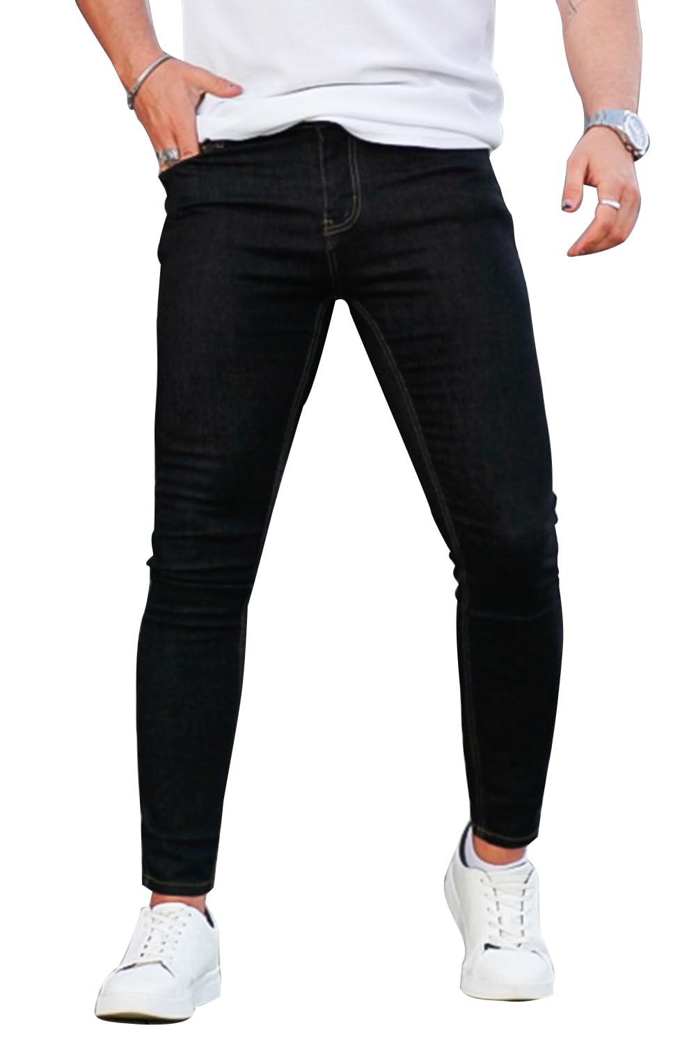 GINGTTO Skinny Jeans Men Stretch Tapered Leg Slim Fit 28/30//32 in