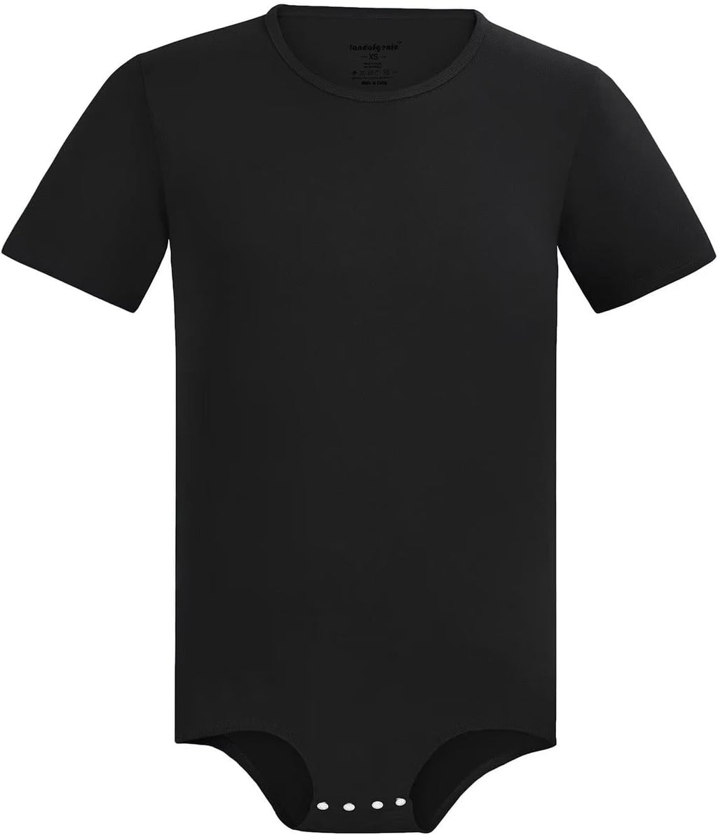 Landofgenie Mens Short Sleeve Onesie Solid Basic Bodysuit Pajama