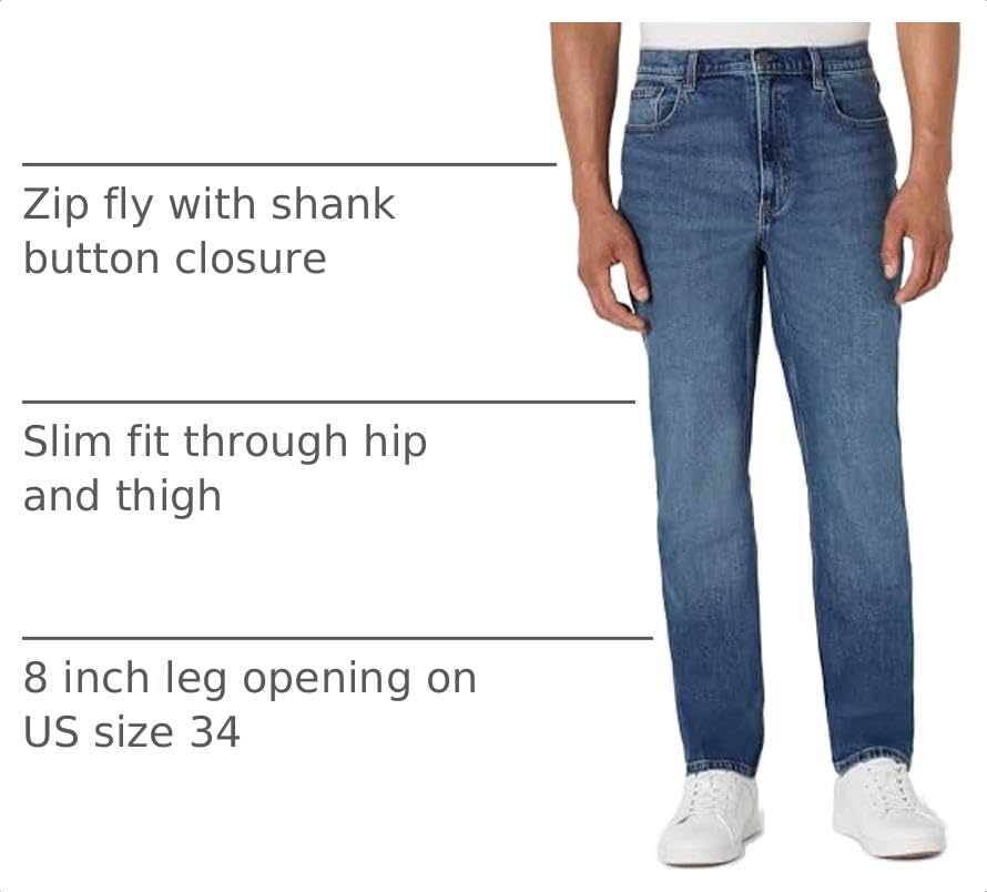 Amazon Essentials Men's Low Stretch Slim Straight Denim Jeans, Vintage Inspired