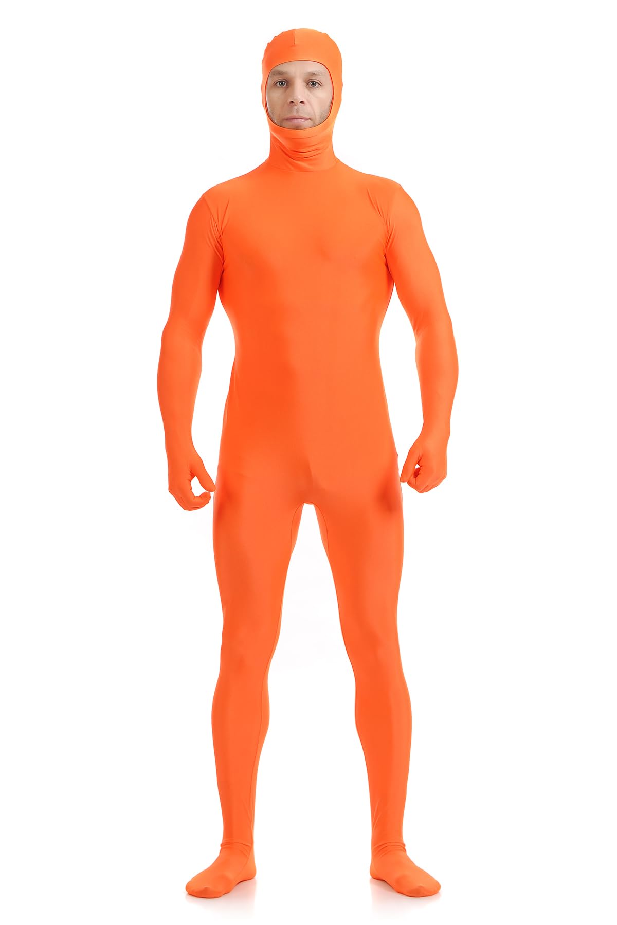 ATHX Men's and Women's Spandex Open Face Bodysuit Costume Adult Stretchy Halloween Cosplay Body Suit Zentai Suit Outfits