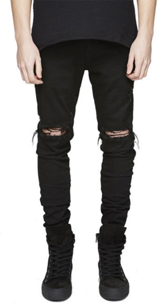 LONGBIDA Men's Slim Fit Ripped Stretch Skinny Jeans Distressed Denim Pants