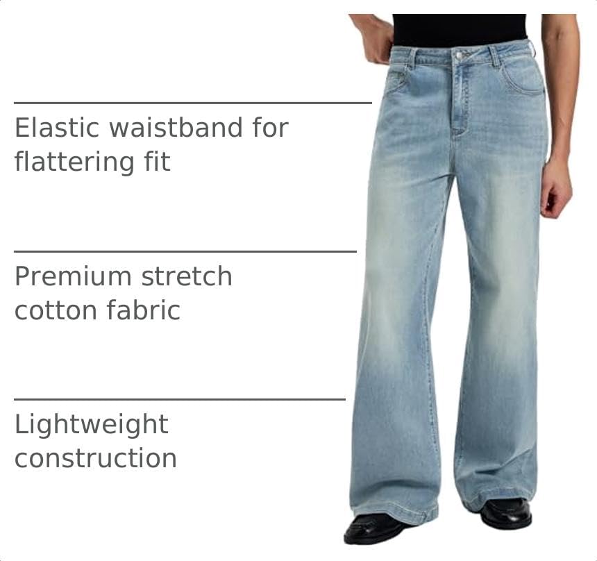 Mens Bootcut Baggy Jeans Stretch Flared Wide Leg Old Money Jeans Lightweight Breathable Vintage Stylish Casual Denim Pants