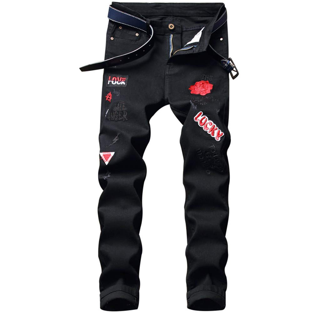 AITITIA Men's Ripped Regular Fit Jeans