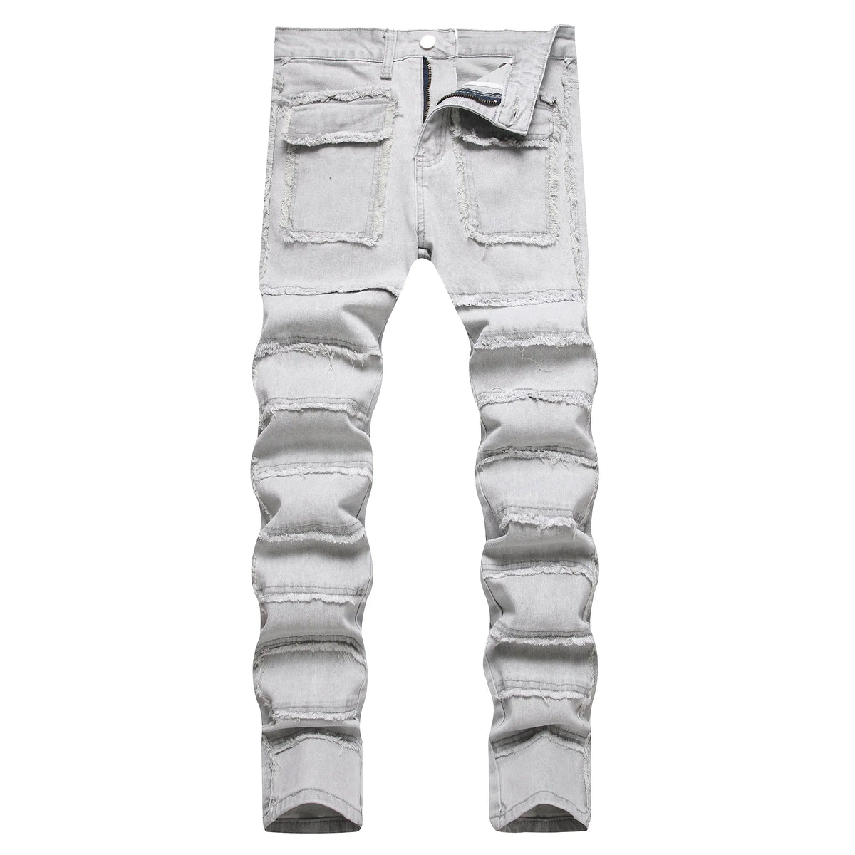 JUNBAOSS 2026 Fashion Mens Slim Fit Stretch Jeans Ripped Skinny Jeans for Men, Distressed Straight Leg Casual Comfort Flex Waist Denim Pants, Menswear Classic Street Style Cotton Fabric Jean Natural Hipster Personalized Stylish Trouser Jeans with Pockets