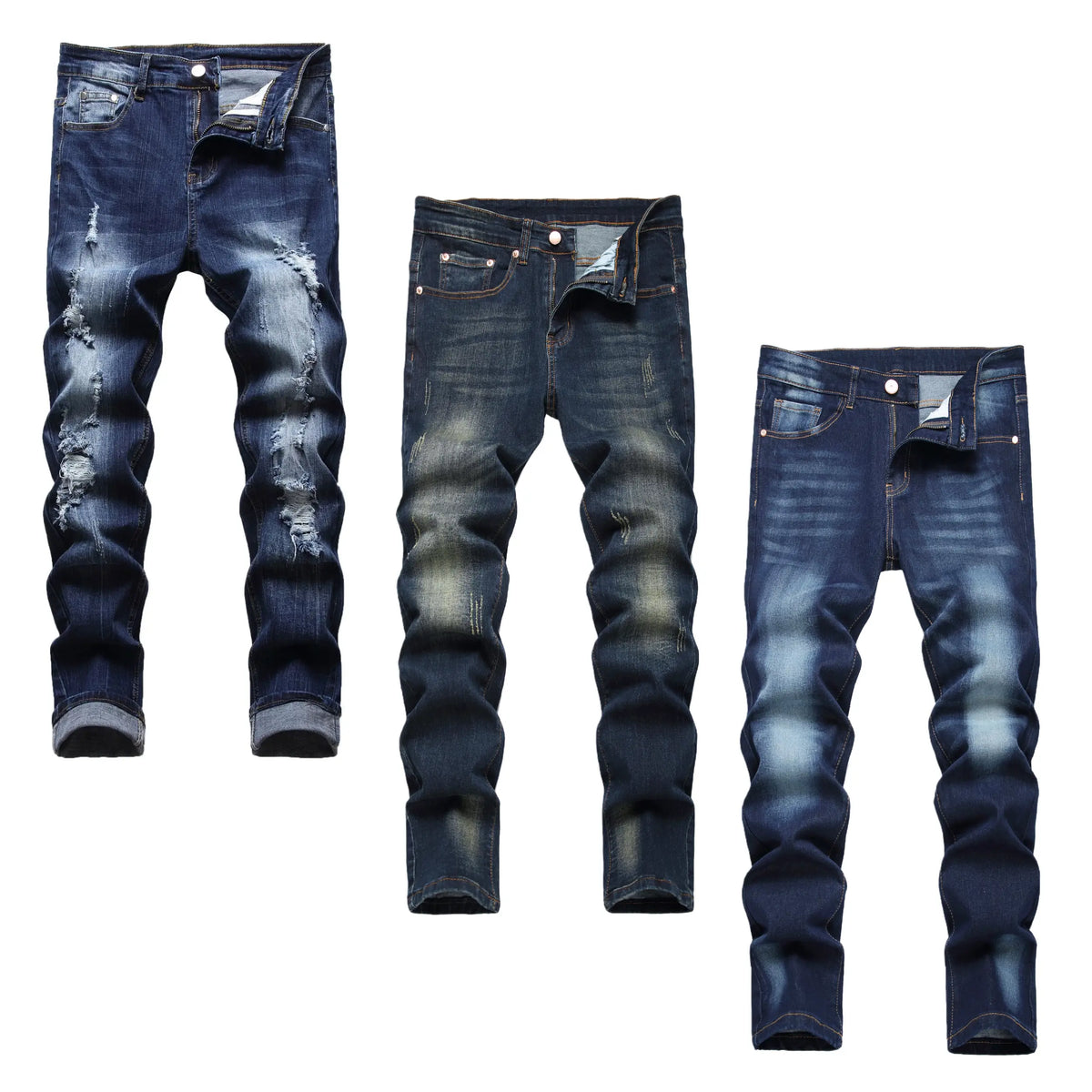 JUNBAOSS Men's Multi Pack Slim Fit Stretch Jeans Colored Skinny Jeans for Men, Distressed Straight Leg Casual Fashion Comfort Flex Waist Denim Pants, Menswear Classic Street Style Cotton Fabric Jean Natural Hipster Personalized Stylish Streetwear Jeans su