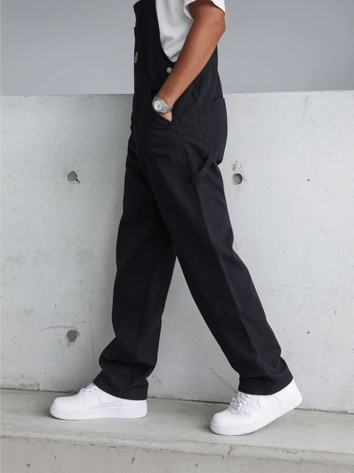 Men's Black Denim Overalls,Black Wide Leg Cargo Dungarees,Y2K Streetwear Classic Workwear Bib Overalls,Summer Casual Clean Fit Jumpsuit