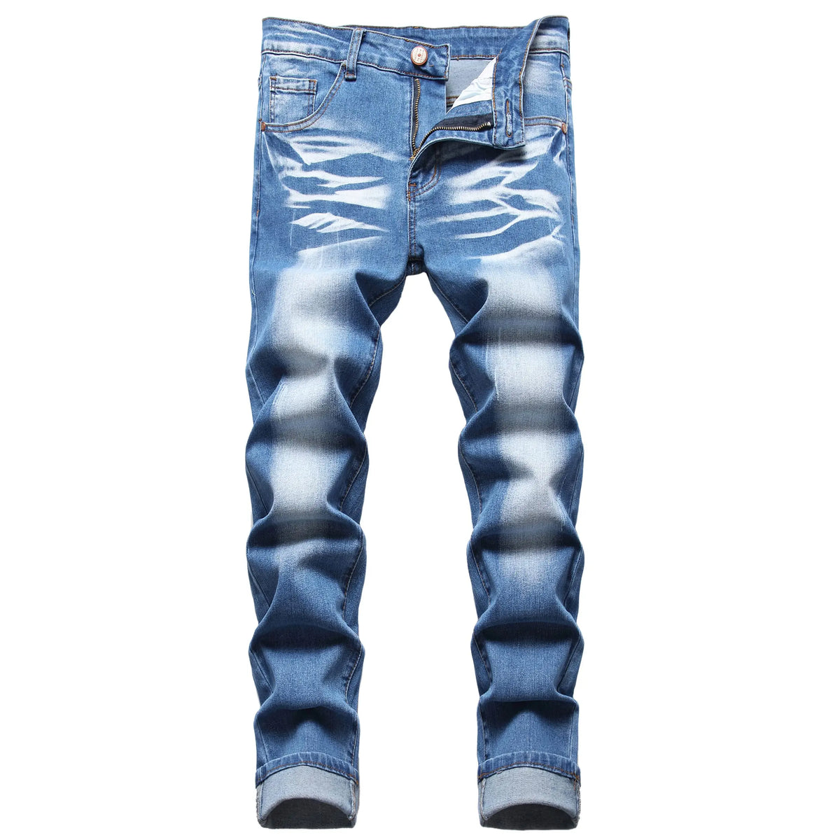 JUNBAOSS Men's Slim Fit Stretch Jeans Ripped Skinny Jeans for Men, Distressed Straight Leg Fashion Casual Popular Chic Comfort Flex Waist Denim Pants, Menswear Classic Street Style Cotton Fabric Jean Natural Hipster Personalized Stylish Jeans with Pockets