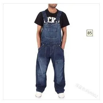 Men's Ripped and Distressed Denim Jumpsuit with Suspenders - Vintage Stylish Menswear, Versatile Wear for Casual Daily Use, Pair with Sneakers & T-Shirt