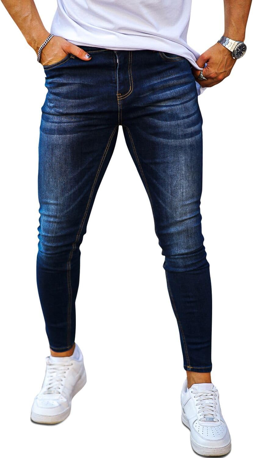 GINGTTO Skinny Jeans Men Stretch Tapered Leg Slim Fit 28/30//32 in