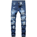 LZLER Mens Ripped Jeans,Distressed Destroyed Slim Fit Straight Leg Denim Pant with Holes