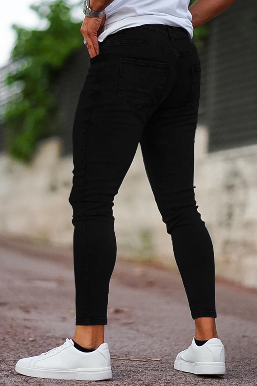 GINGTTO Skinny Jeans Men Slim Fit Stretch Tapered Leg