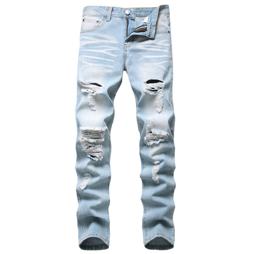 AITITIA Men's Ripped Regular Fit Jeans