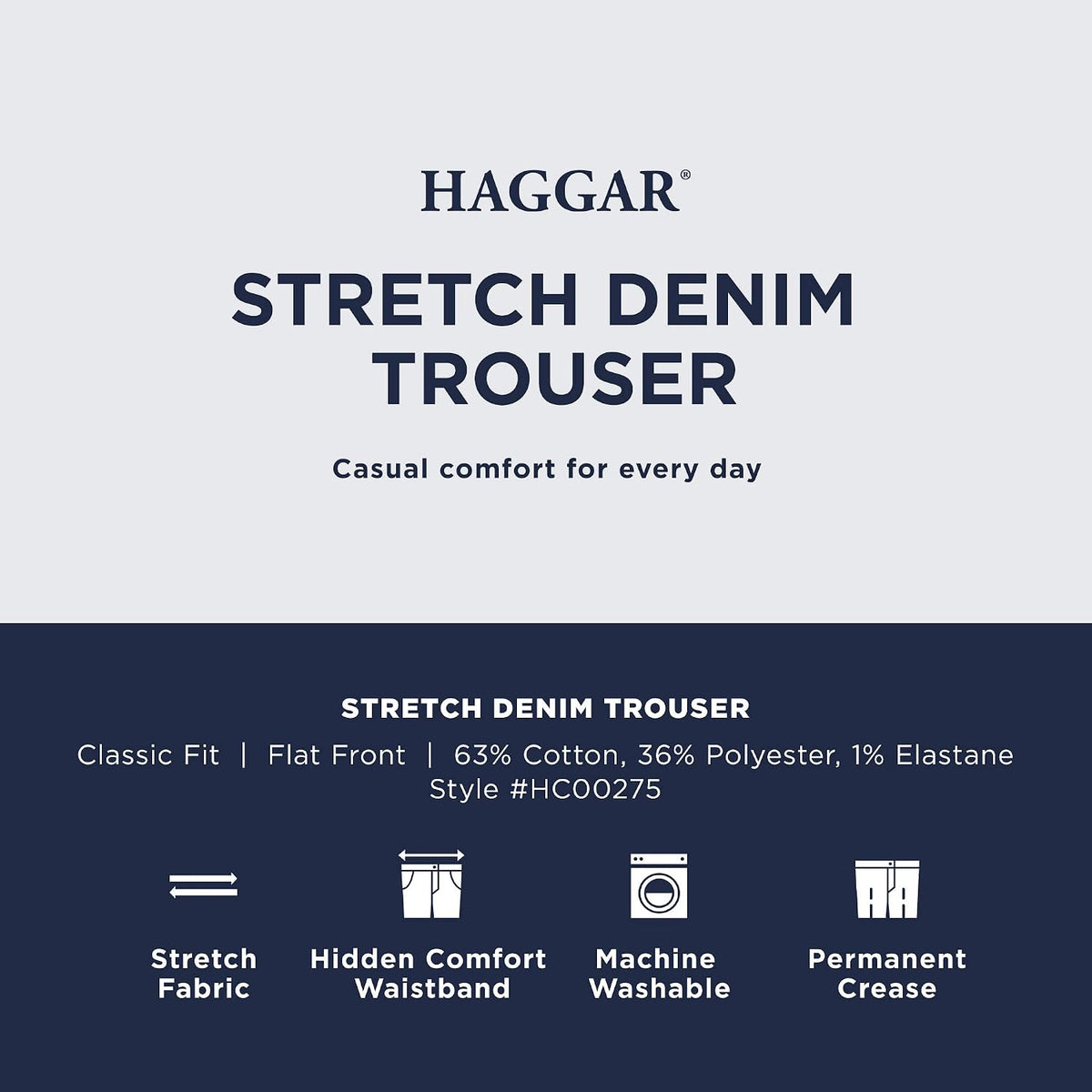 Haggar Men's Work To Weekend No Iron Denim Flat Front & Pleat Pant - Regular and Big & Tall Sizes