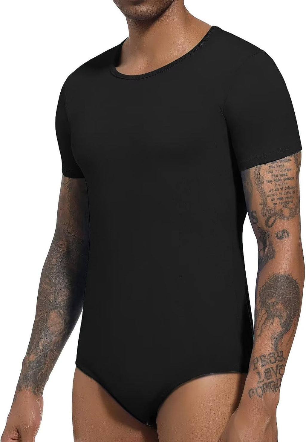 Landofgenie Mens Short Sleeve Onesie Solid Basic Bodysuit Pajama