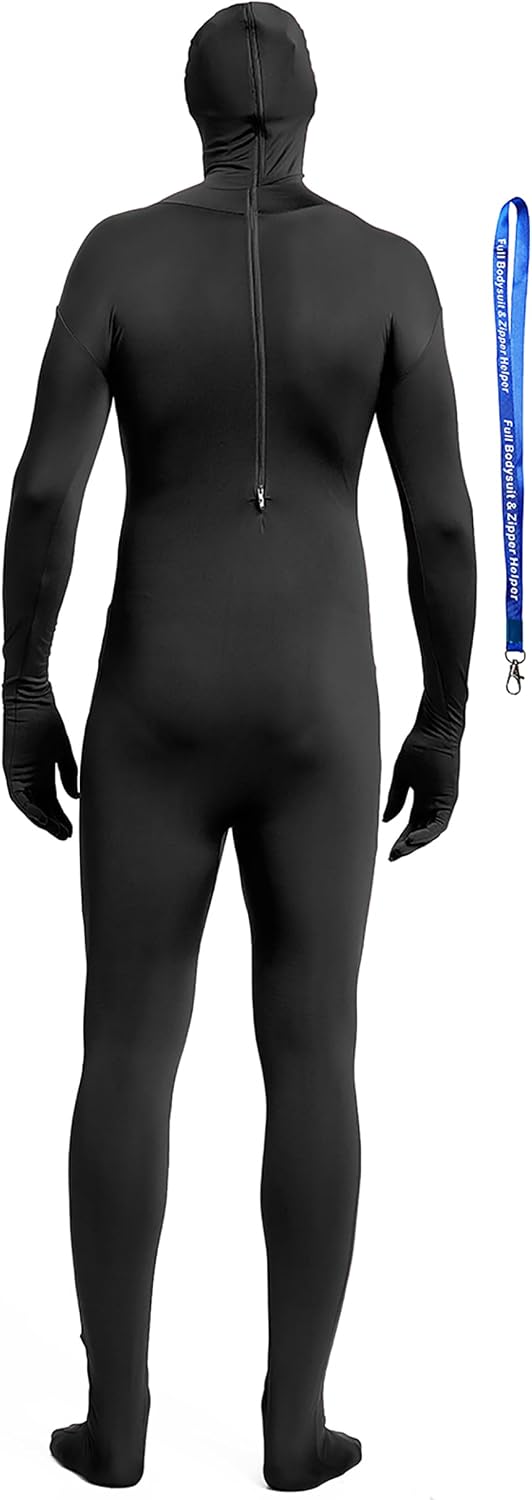 Full Bodysuit Include Zipper Helper Unisex Spandex Stretch Adult Costume Zentai Disappearing Man Body Suit