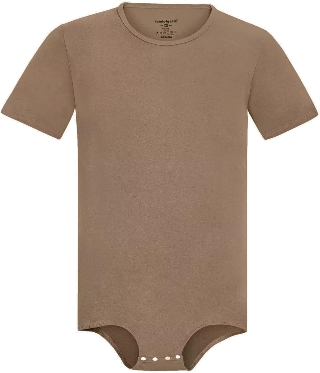 Landofgenie Mens Short Sleeve Onesie Solid Basic Bodysuit Pajama