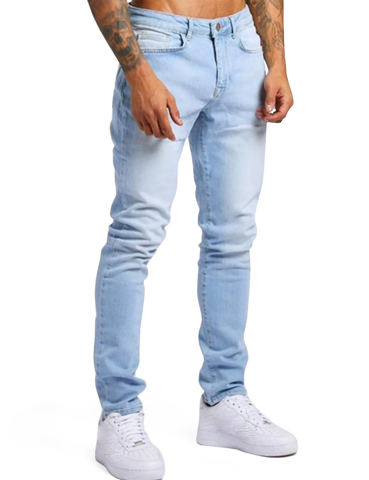 LONGBIDA Men's Slim Fit Ripped Stretch Skinny Jeans Distressed Denim Pants