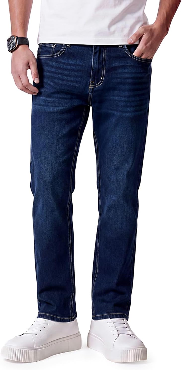 Heyfanee Mens Straight Fit Jeans Stretch Denim Pants for Men