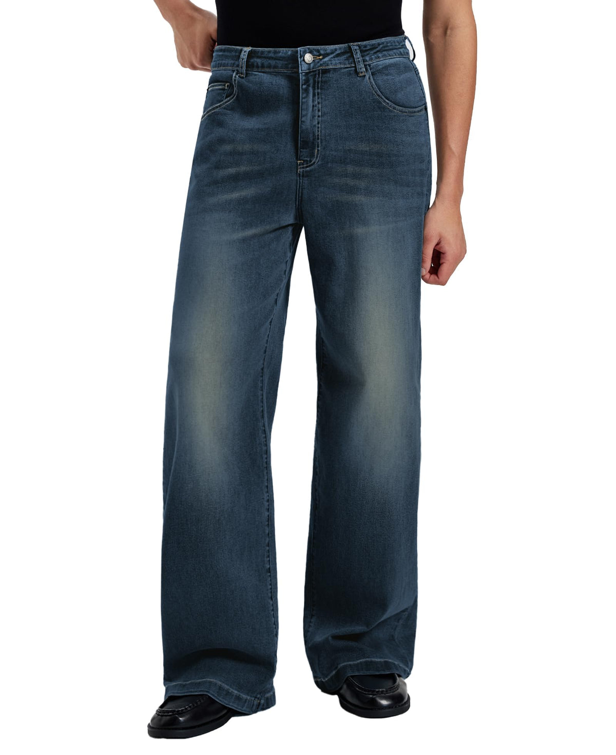 Mens Bootcut Baggy Jeans Stretch Flared Wide Leg Old Money Jeans Lightweight Breathable Vintage Stylish Casual Denim Pants