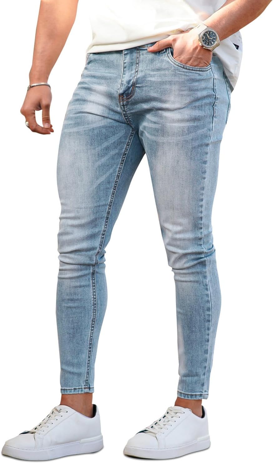GINGTTO Skinny Jeans Men Stretch Tapered Leg Slim Fit 28/30//32 in