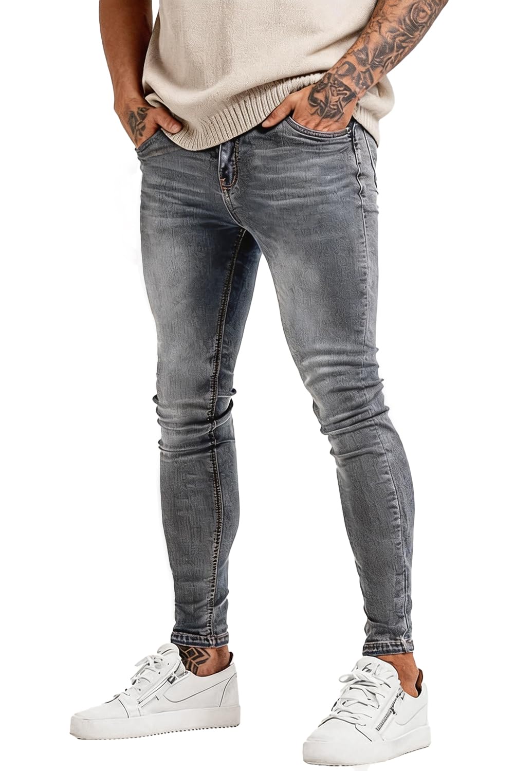 GINGTTO Skinny Jeans Men Stretch Tapered Leg Slim Fit 28/30//32 in