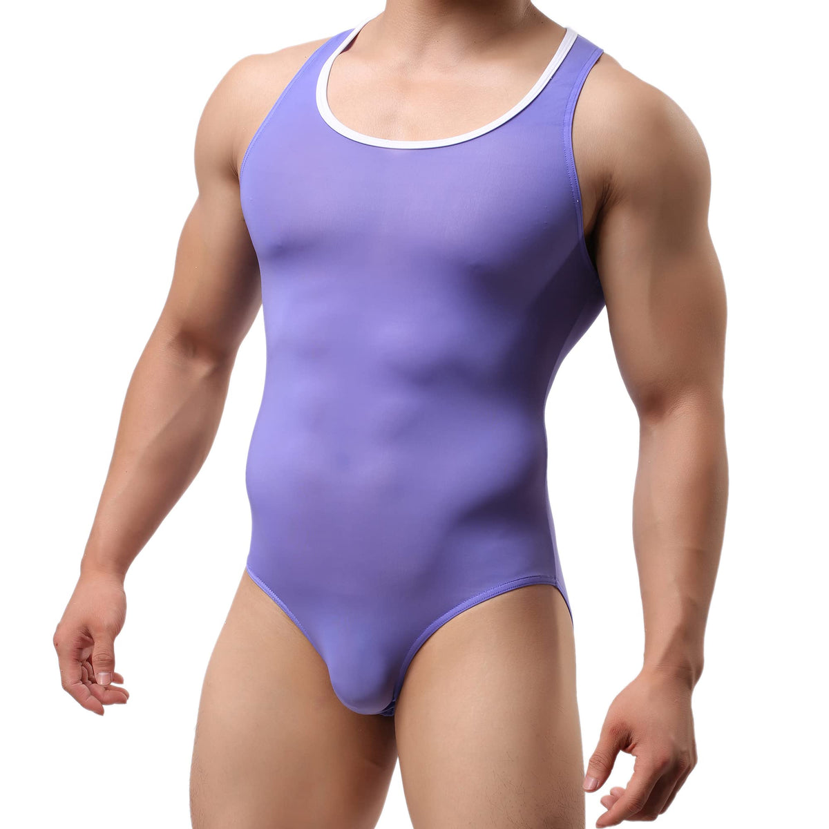 QiaTi Men's Athletic Supporters Ultra Lightweight Jumpsuit One Piece Bodysuit Basic Leotard Underwear Singlet for Men