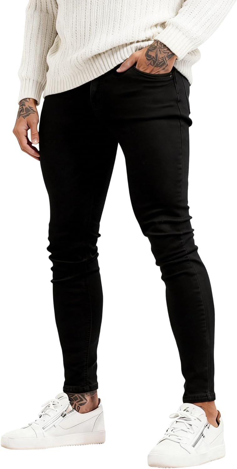 GINGTTO Skinny Jeans Men Slim Fit Stretch Tapered Leg