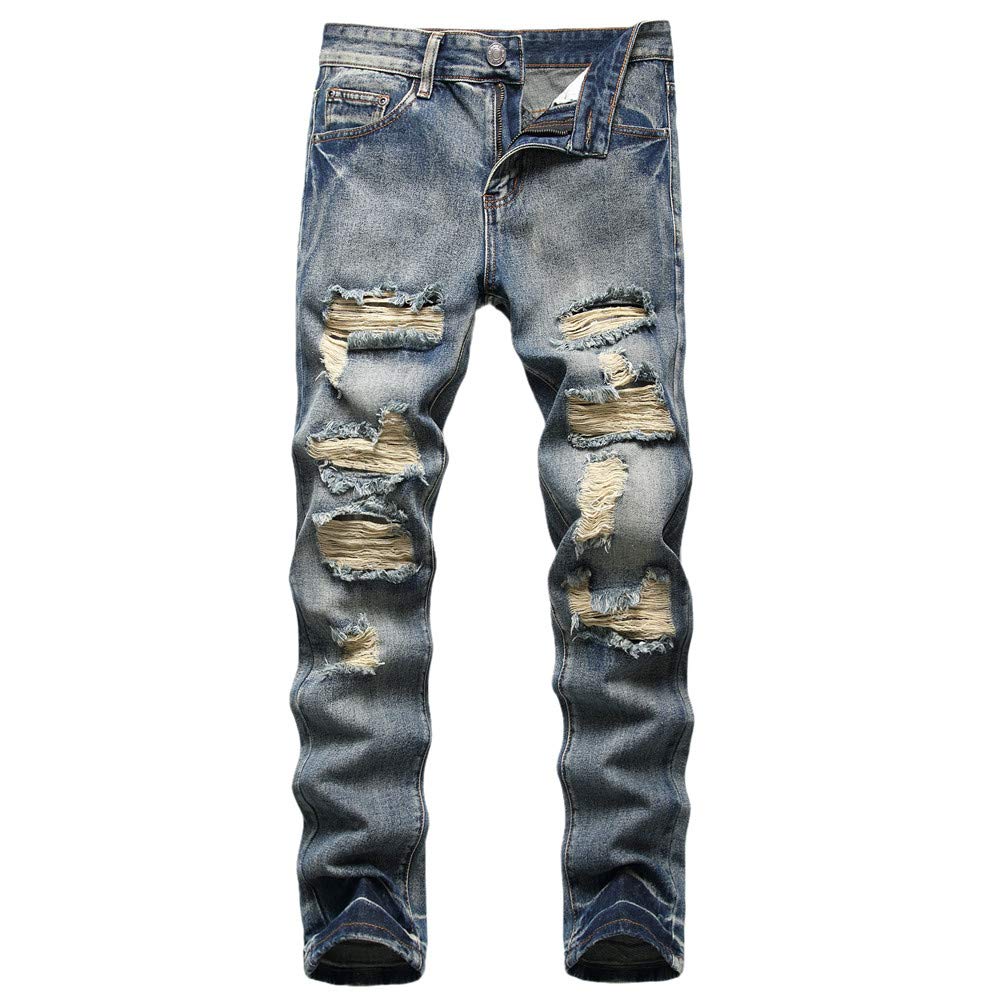 AITITIA Men's Ripped Regular Fit Jeans