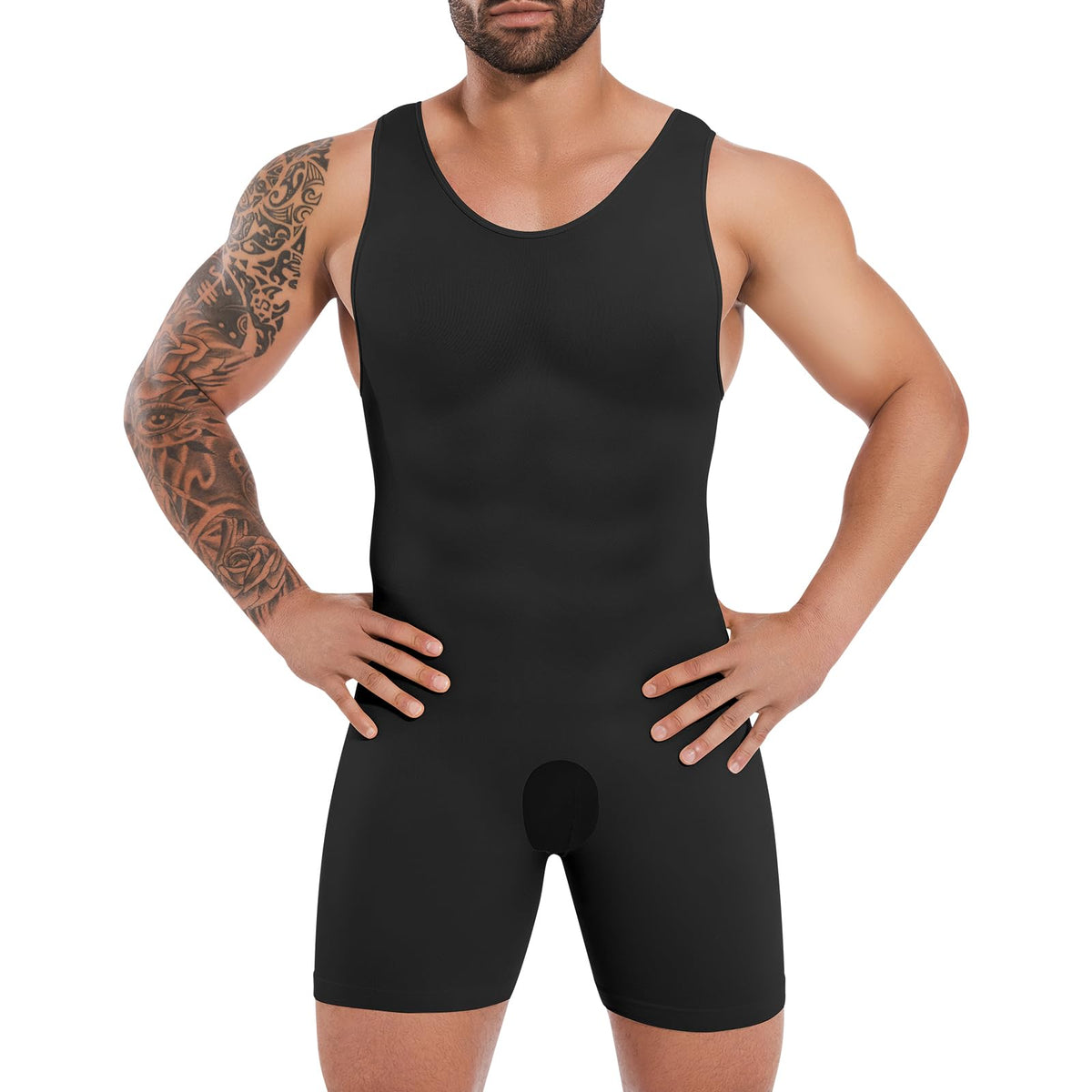 Mens Shapewear Compression Bodysuit Tummy Control Full Body Shaper