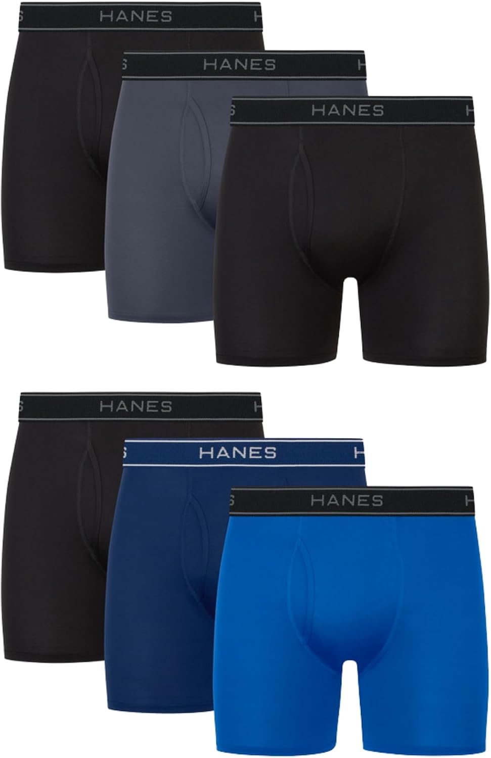 Hanes Men's Underwear Boxer Brief Pack, Performance Stretch Underwear, Moisture-wicking Boxer Briefs for Men, 6-pack