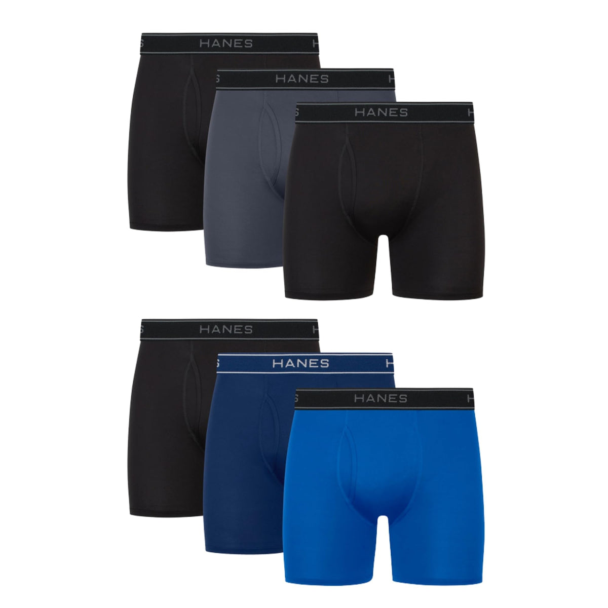 Hanes Men's Underwear Boxer Brief Pack, Performance Stretch Underwear, Moisture-wicking Boxer Briefs for Men, 6-pack