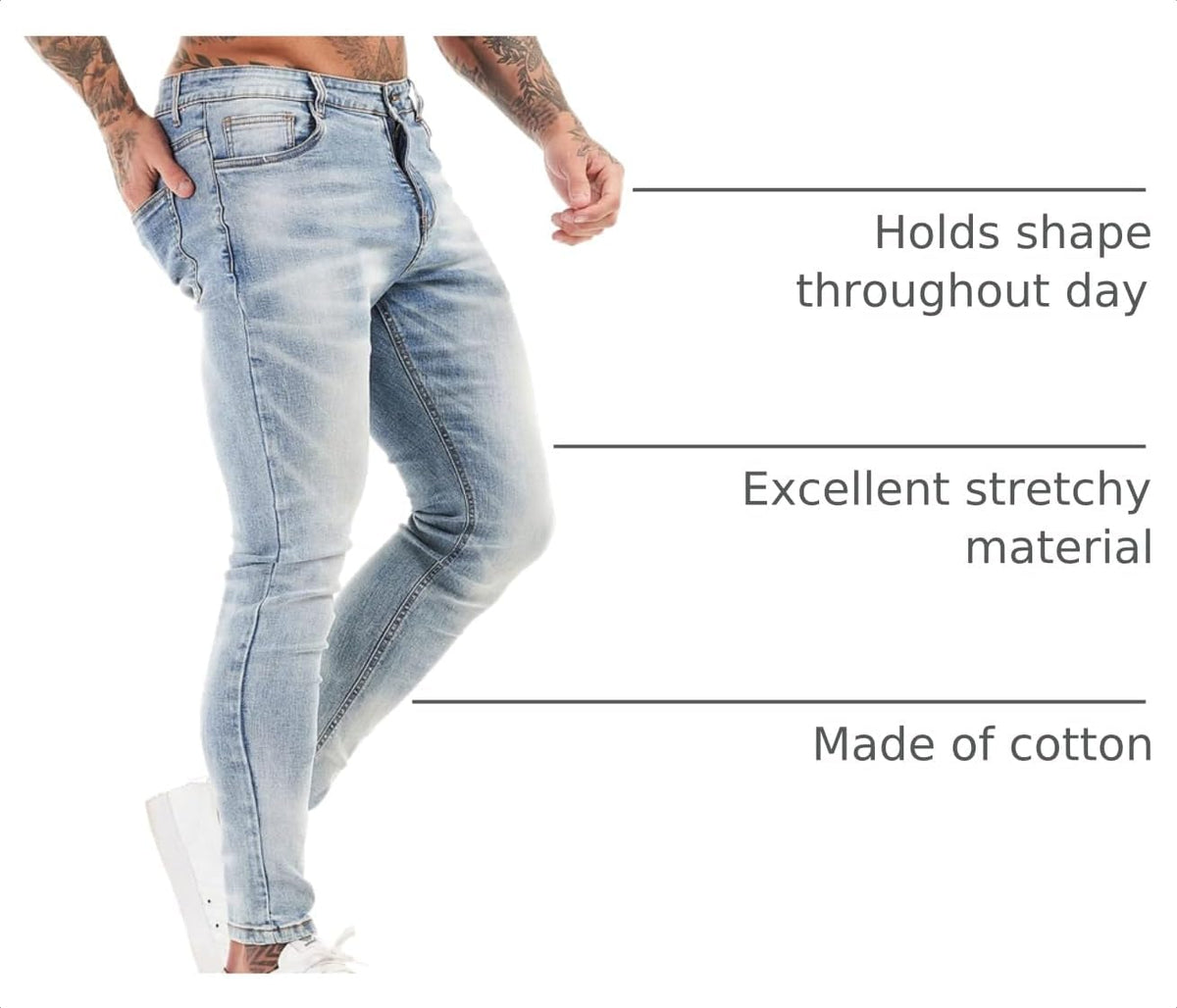 GINGTTO Skinny Jeans Men Stretch Tapered Leg Slim Fit 28/30//32 in