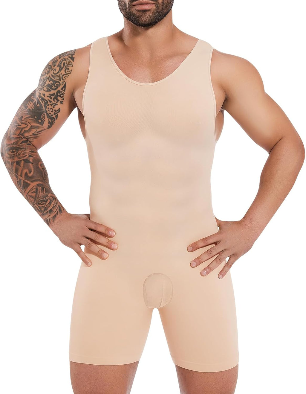 Mens Shapewear Compression Bodysuit Tummy Control Full Body Shaper