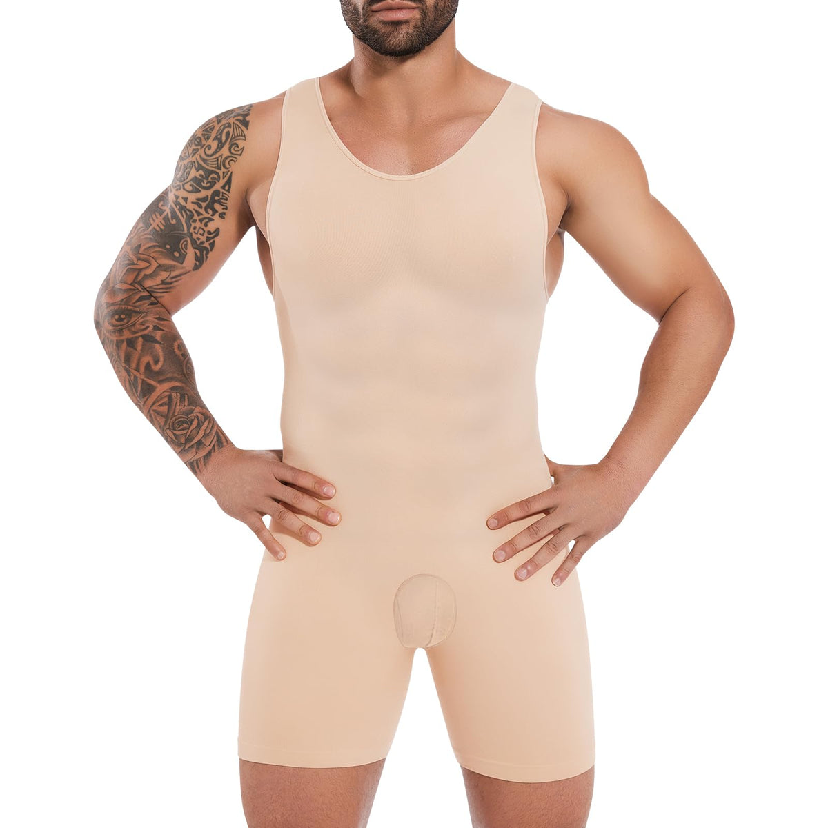 Mens Shapewear Compression Bodysuit Tummy Control Full Body Shaper