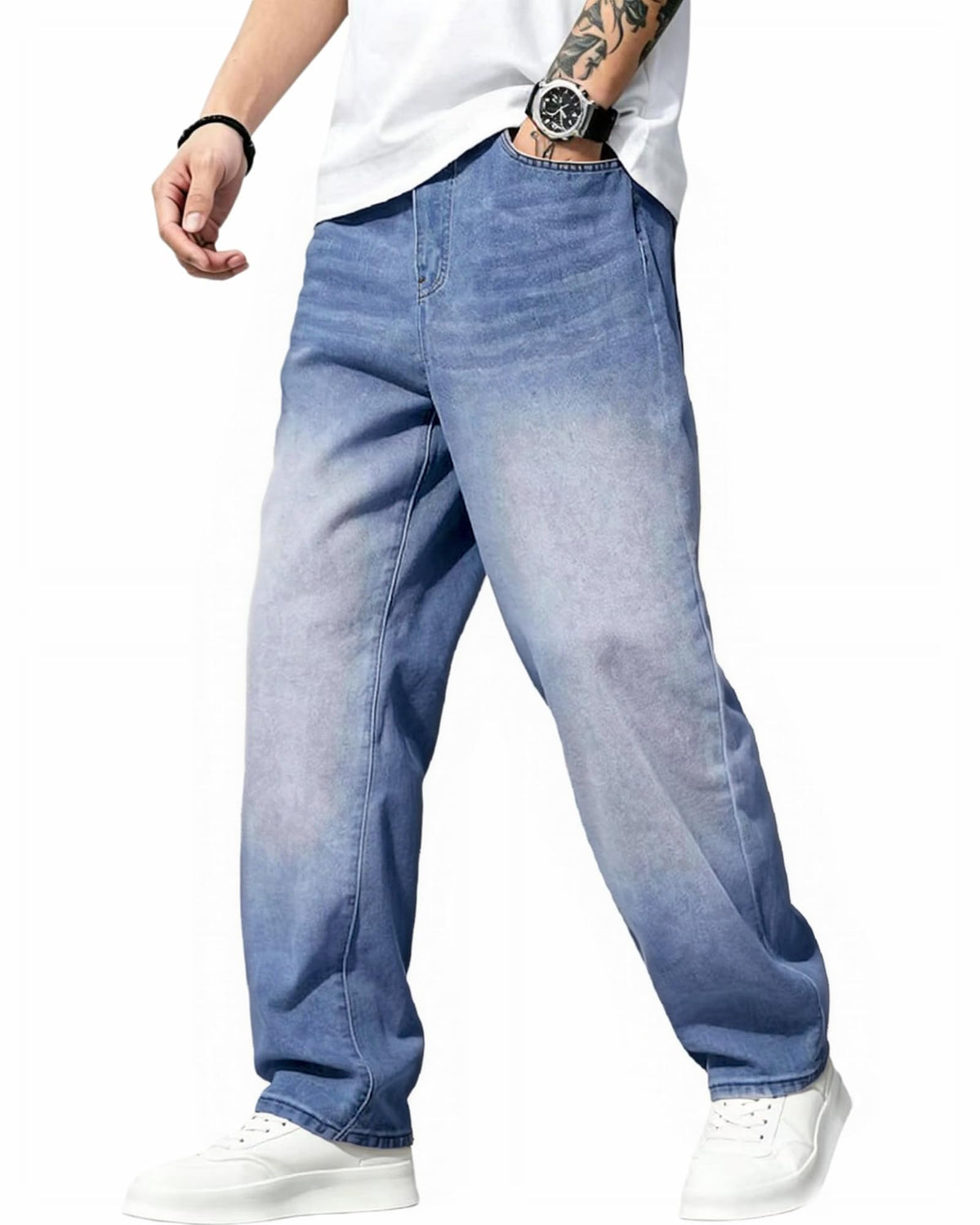 Baggy Jeans for Men Y2K Streetwear Vintage Wide Leg Loose Fit Denim Pants Hip Hop Skater Carpenter Jeans