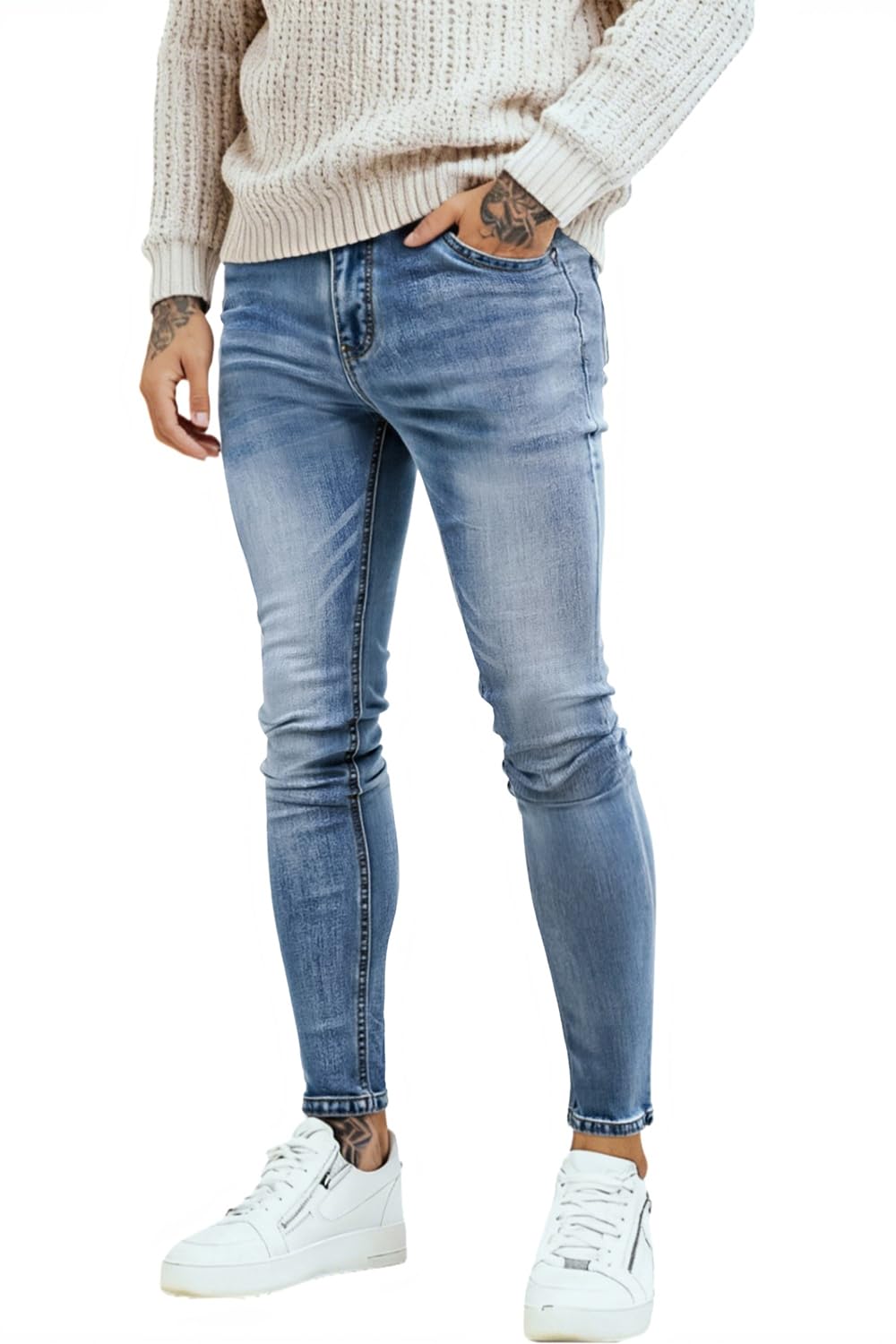 GINGTTO Skinny Jeans Men Slim Fit Stretch Tapered Leg