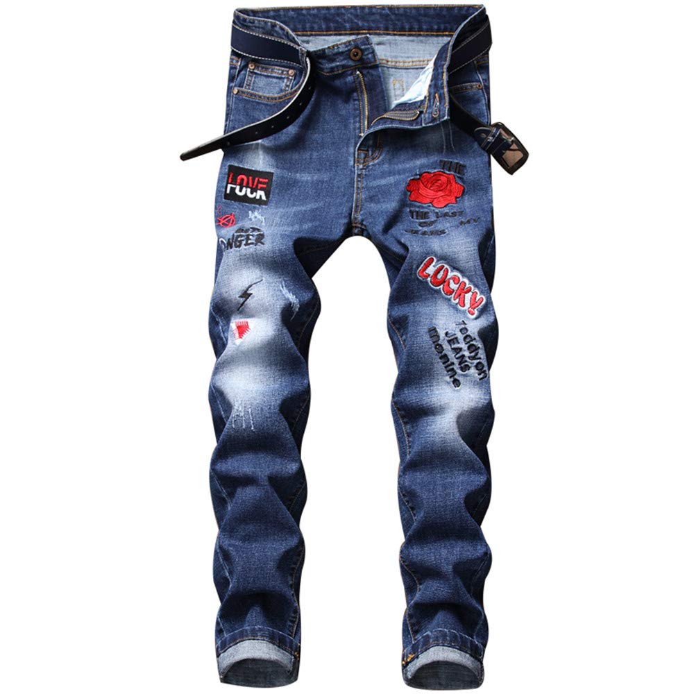 AITITIA Men's Ripped Regular Fit Jeans