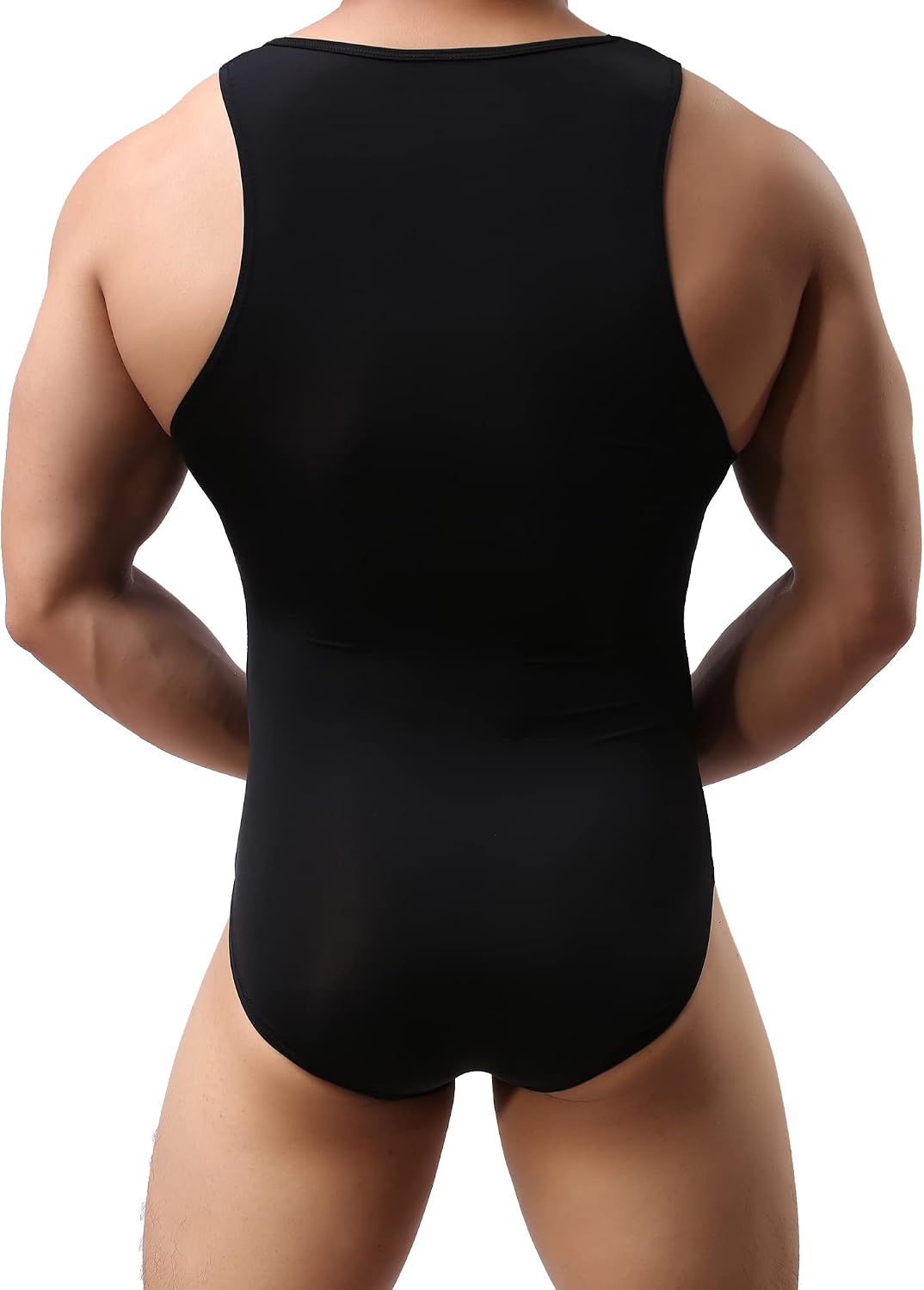 QiaTi Men's Athletic Supporters Ultra Lightweight Jumpsuit One Piece Bodysuit Basic Leotard Underwear Singlet for Men