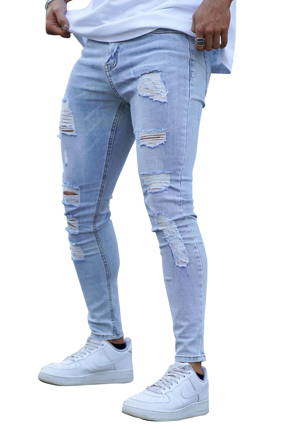 GINGTTO Skinny Jeans Men Stretch Tapered Leg Slim Fit 28/30//32 in