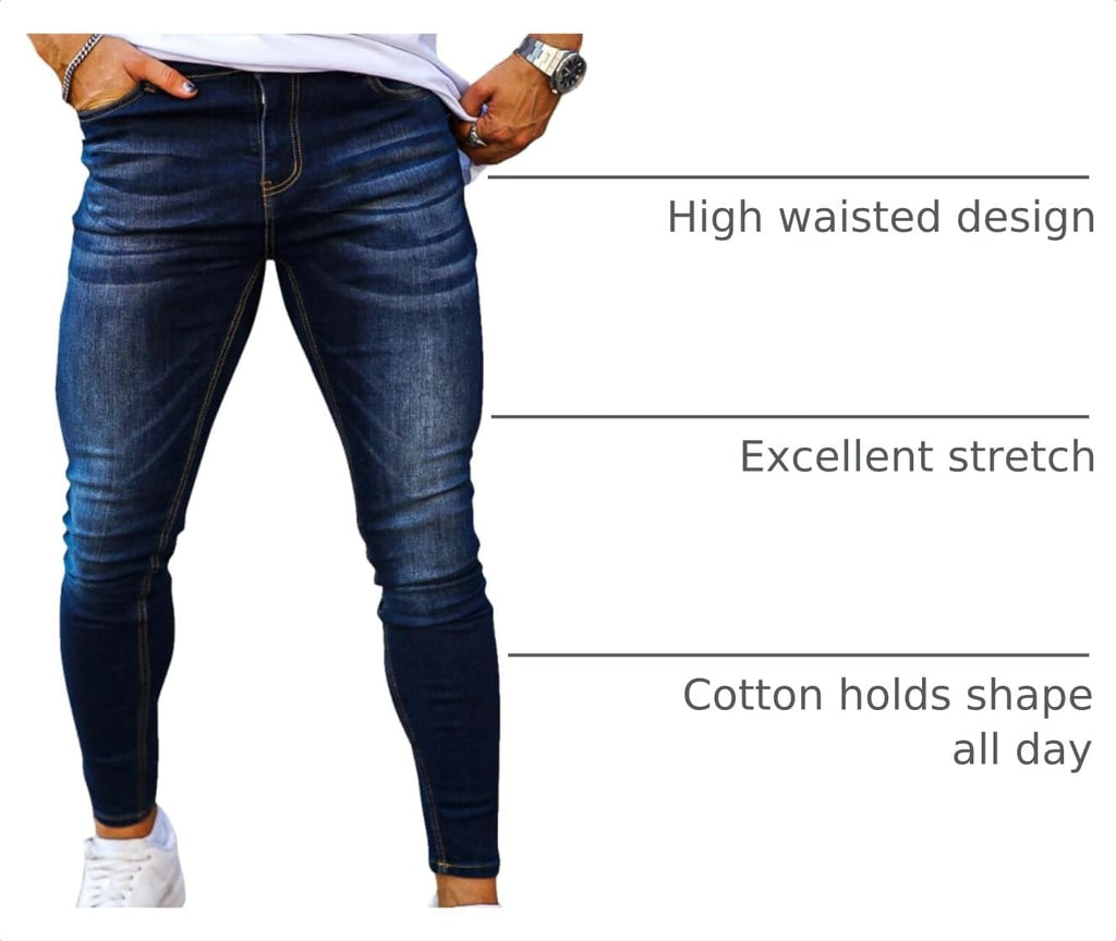 GINGTTO Skinny Jeans Men Stretch Tapered Leg Slim Fit 28/30//32 in