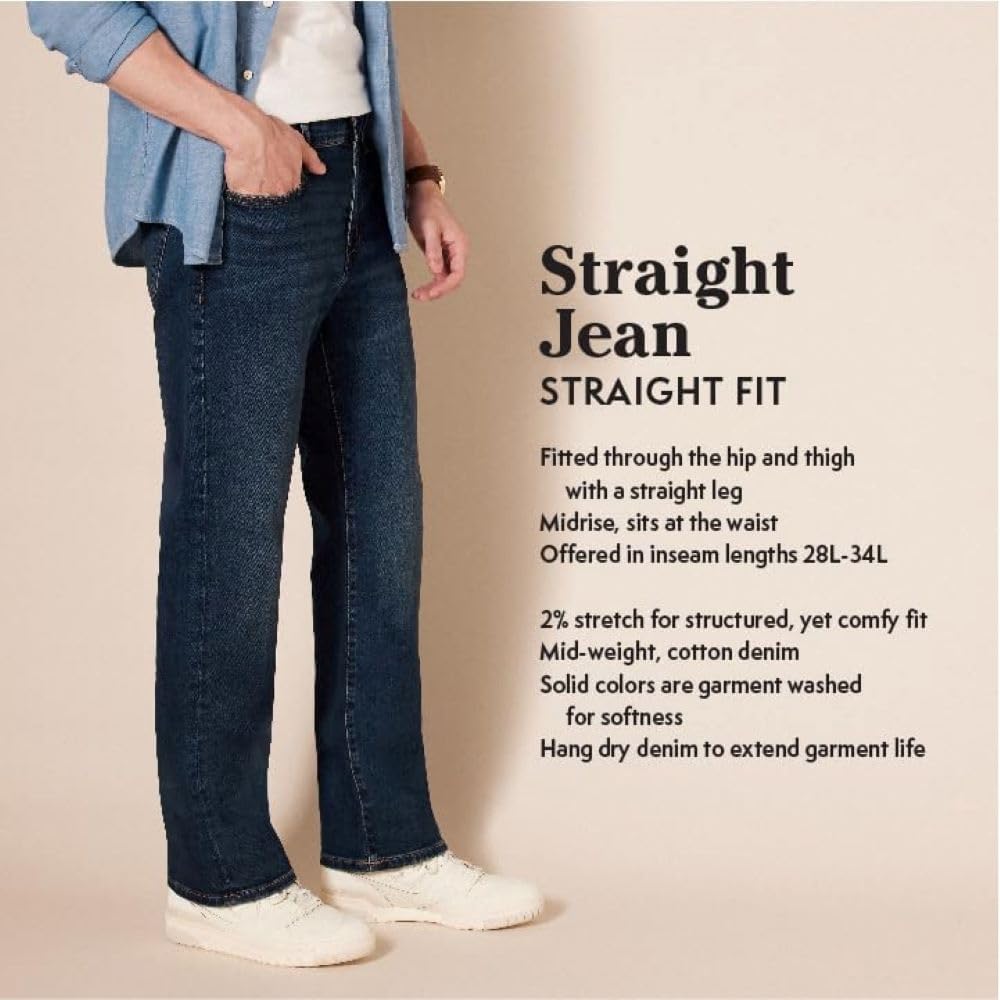 Amazon Essentials Men's Straight-Fit Stretch Jean, Light-Stretch Denim