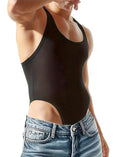 MIZOK Men's Ribbed Slimming Shapewear Racerback Bodysuit Leotard Compression One Piece Wrestling Singlet