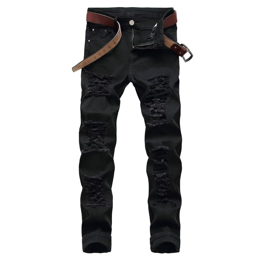 Men's Ripped Skinny Slim Fit Stretch Distressed Destroyed Jeans Denim Pants