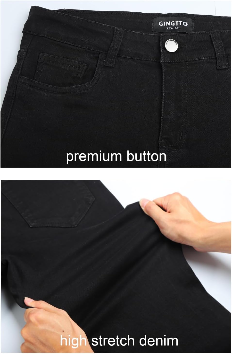 GINGTTO Skinny Jeans Men Slim Fit Stretch Tapered Leg