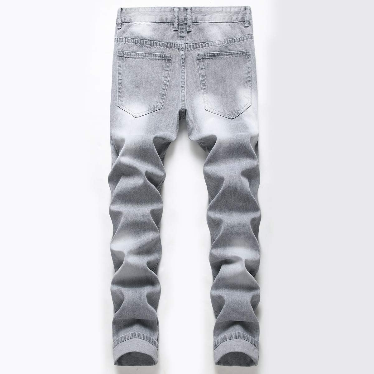 LZLER Mens Ripped Jeans,Distressed Destroyed Slim Fit Straight Leg Denim Pant with Holes