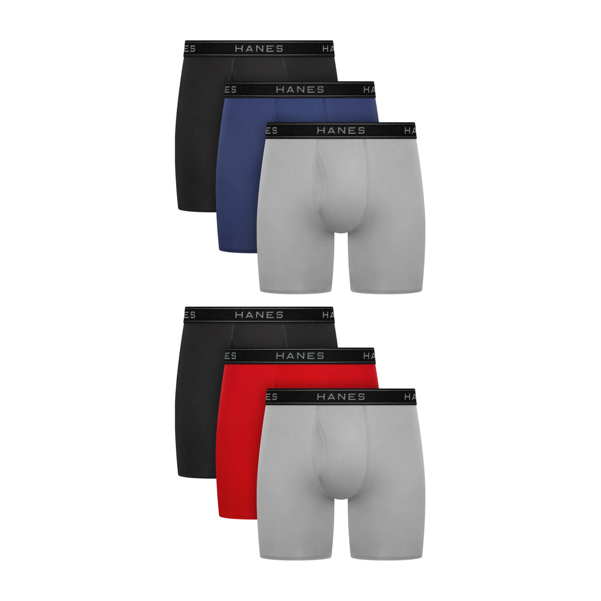 Hanes Men's Underwear Boxer Brief Pack, Performance Stretch Underwear, Moisture-wicking Boxer Briefs for Men, 6-pack