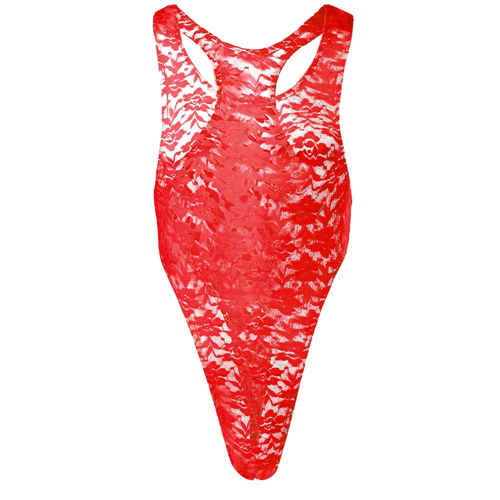 IWEMEK Men's One-piece High Cut G String Underwear Wrestling Singlet Leotard Bodysuit Thongs